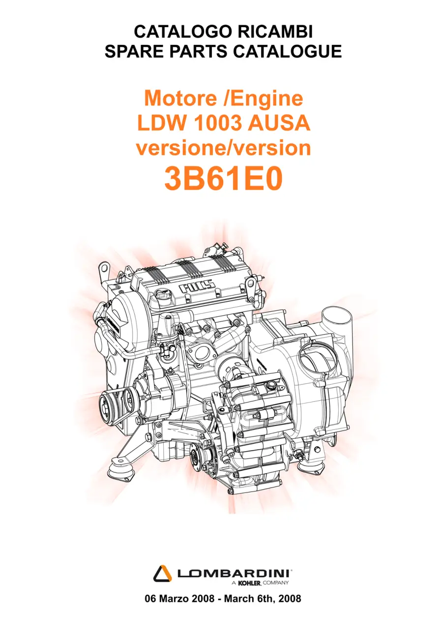AUSA Lombardini Ldw 1003 (3B61E0) 2008 Parts Manual