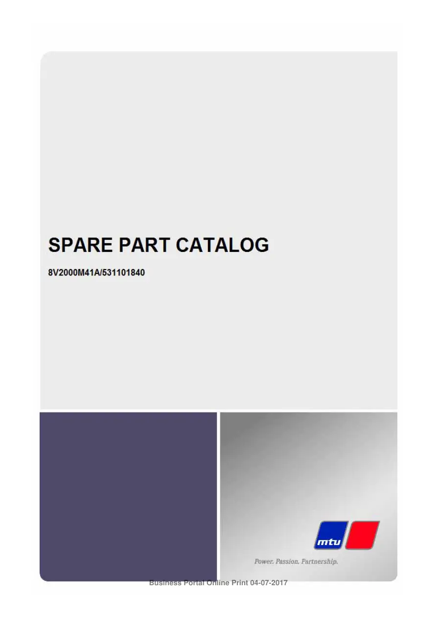 MTU 8V2000M41A 2000 Parts Manual