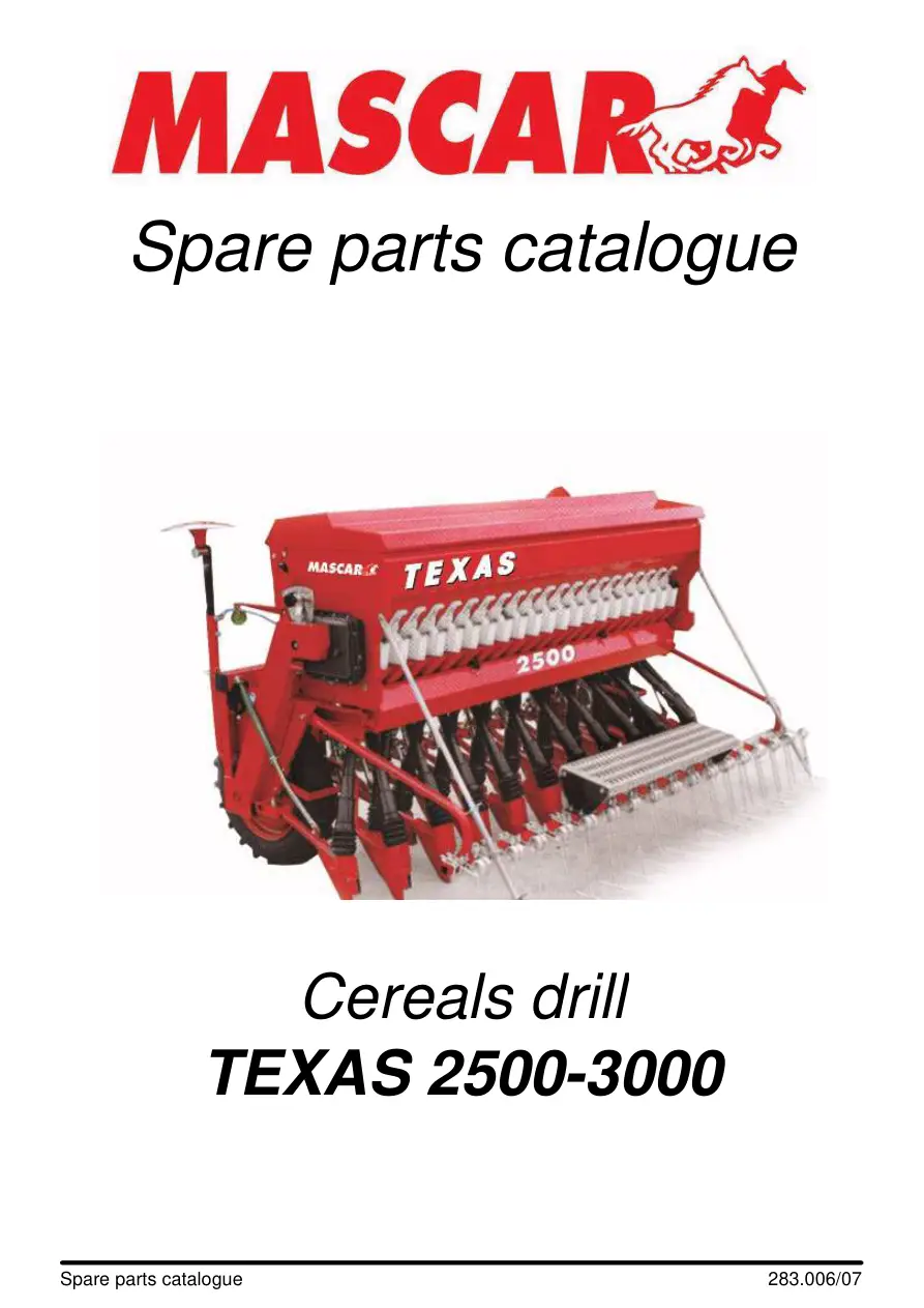 Mascar Texas 2500 3000 Parts Manual