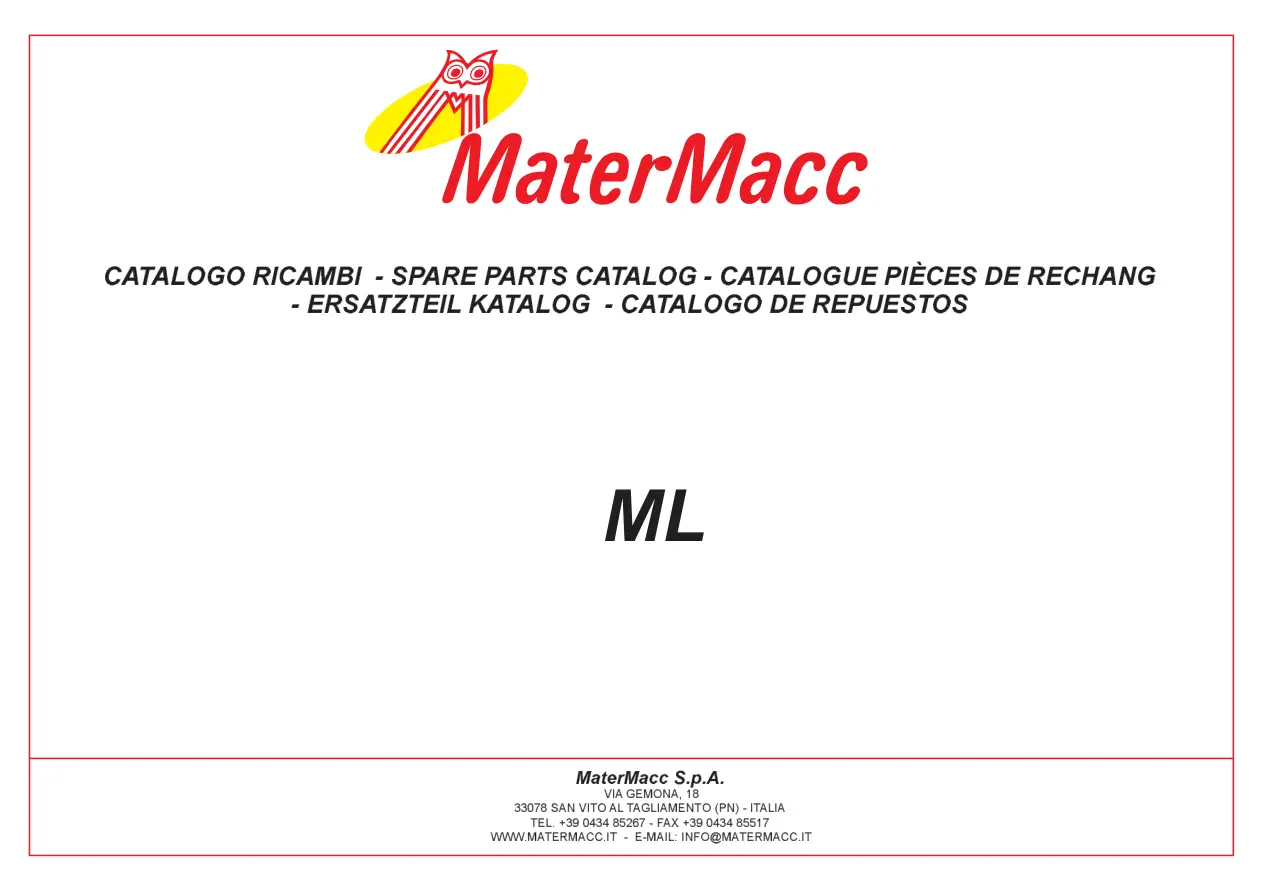 Matermacc Ml Parts Manual
