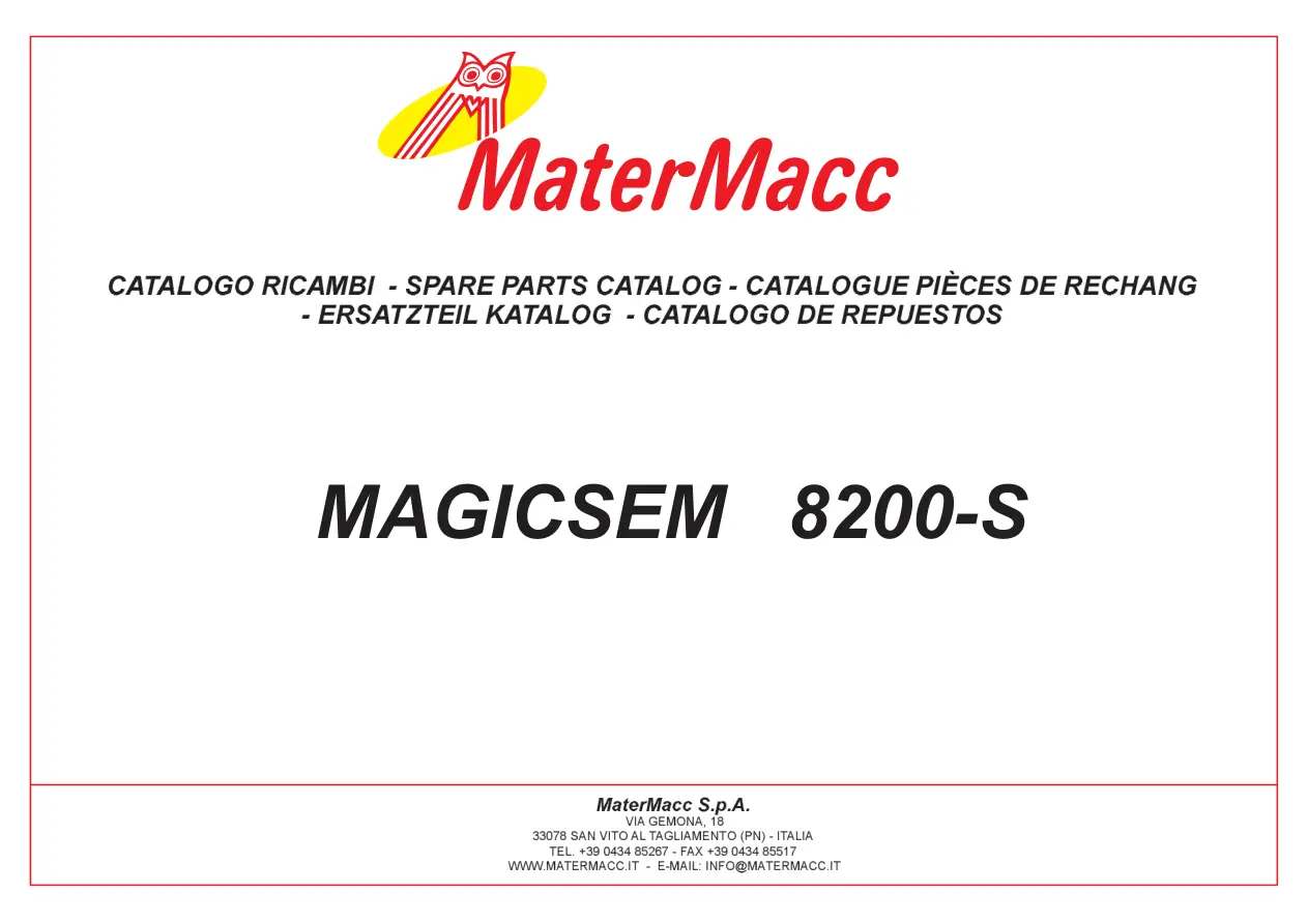 Matermacc Magicsem 8200 S Parts Manual
