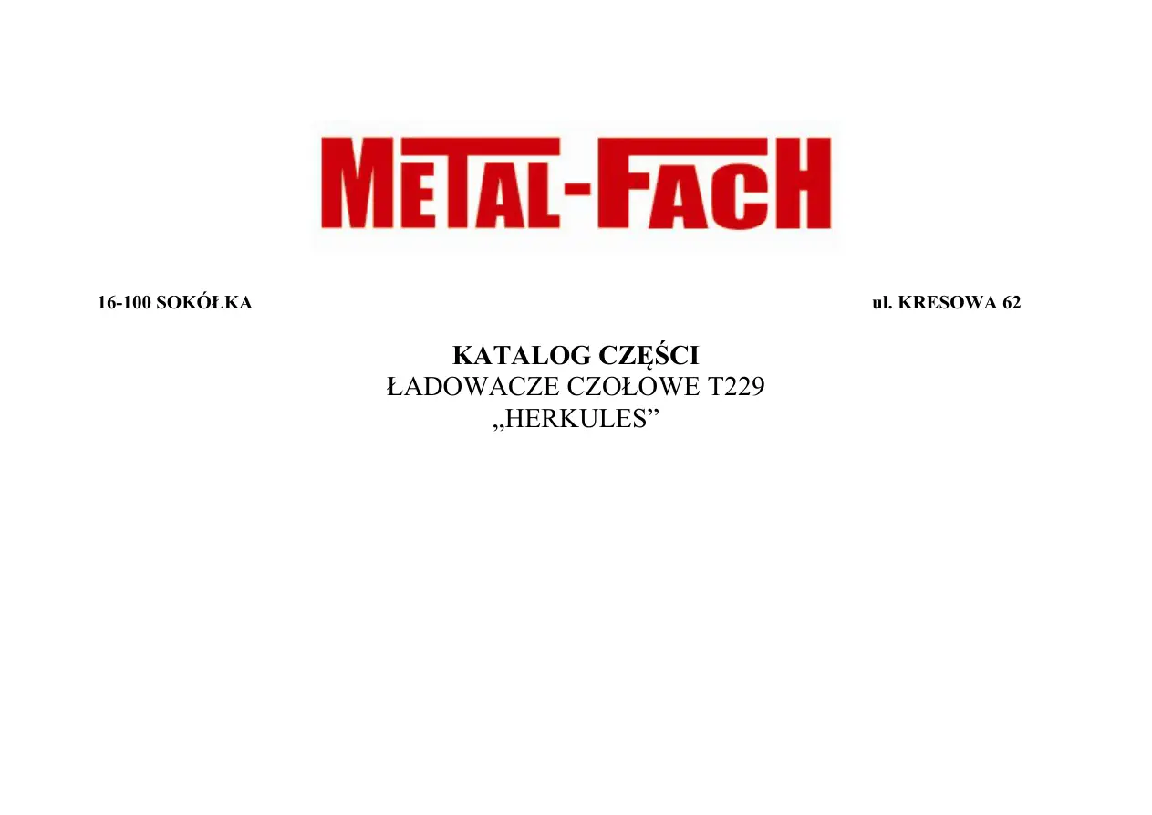 Metal-Fach Metal Fach T229 Parts Manual