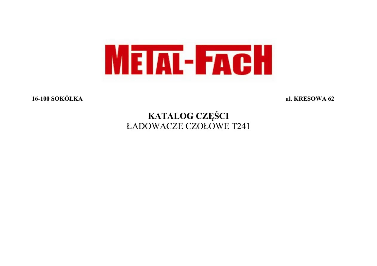 Metal-Fach Metal Fach T241 Parts Manual
