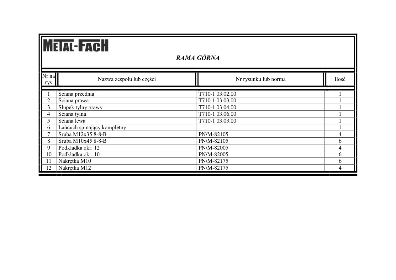 Metal-Fach Metal Fach T710 Parts Manual