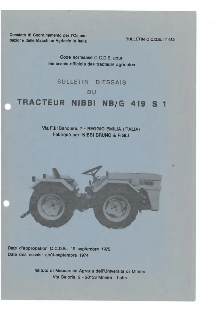 Nibbi Nb G 419 S 1 1975 Parts Manual