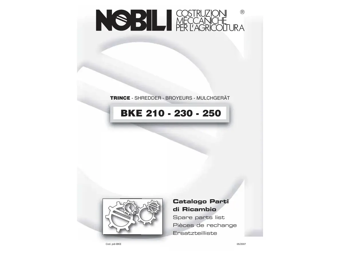 Nobili Bke210 Bke230 Bke250 Parts Manual