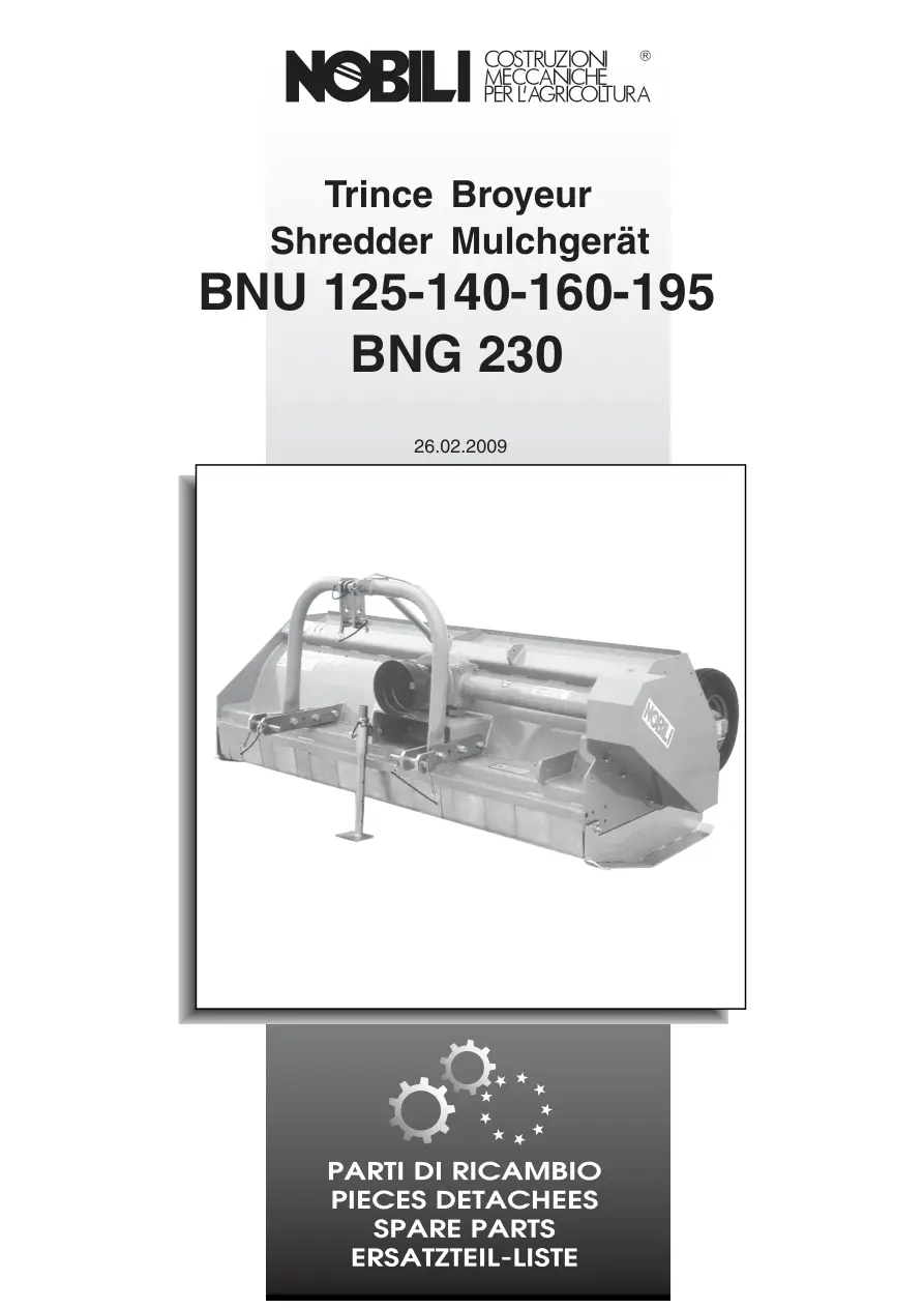 Nobili Bnu125 Bnu140 Bnu160 Bnu195 Bng230 Parts Manual