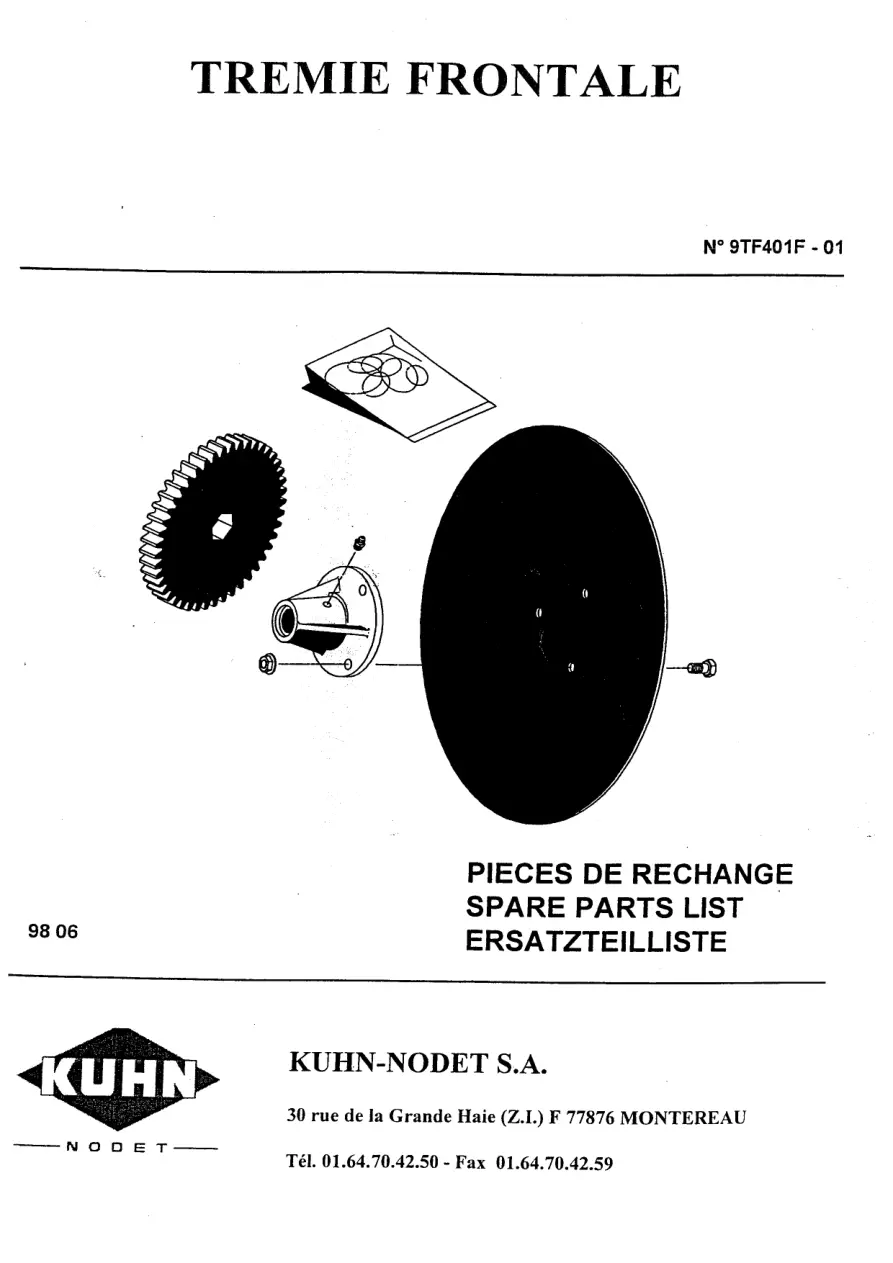 Nodet Tremie Frontale Parts Manual