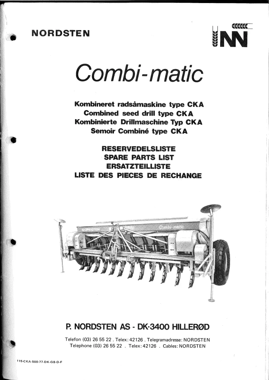 Nordsten Cka Combimatic Parts Manual