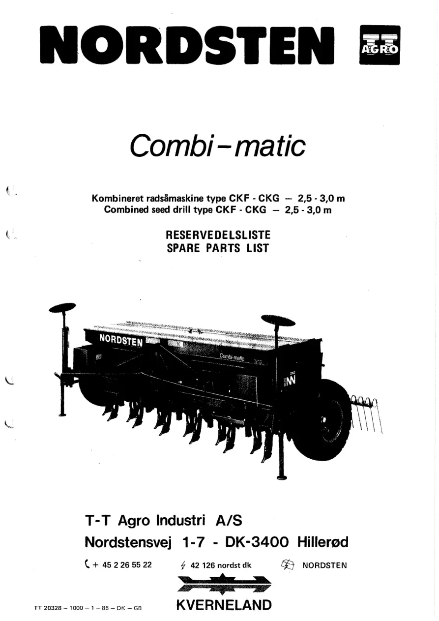 Nordsten Ckf Ckg Combimatic Parts Manual