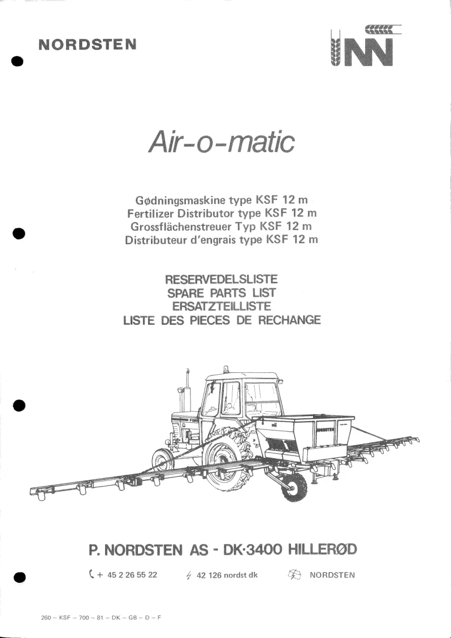 Nordsten Ksf 12M Airomatic Parts Manual