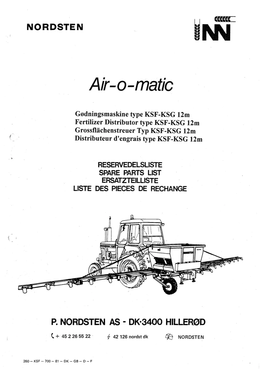 Nordsten Ksf Ksg 1200 Airomatic Parts Manual