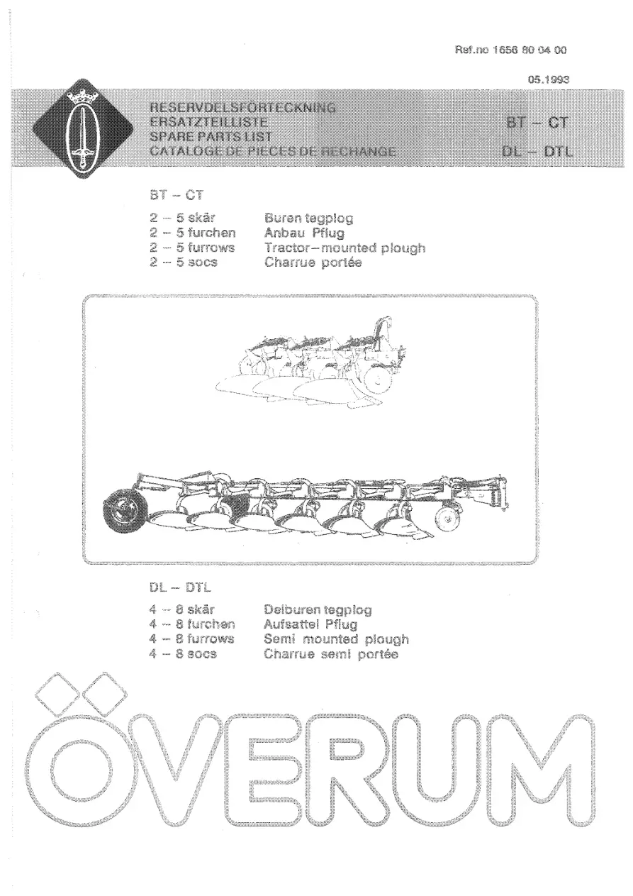 Overum Bt Ct Dl Dlt 1993 Parts Manual