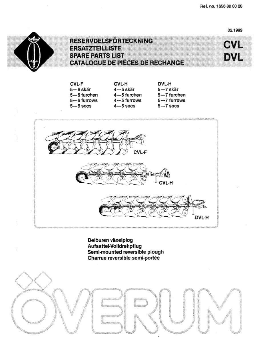 Overum Cvl Dvl 1989 Parts Manual