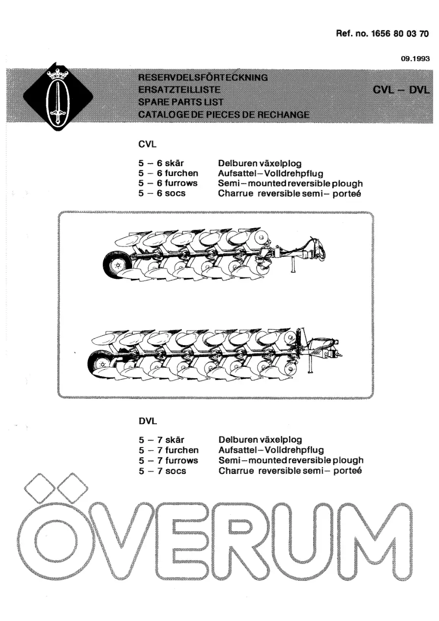 Overum Cvl Dvl 1993 Parts Manual