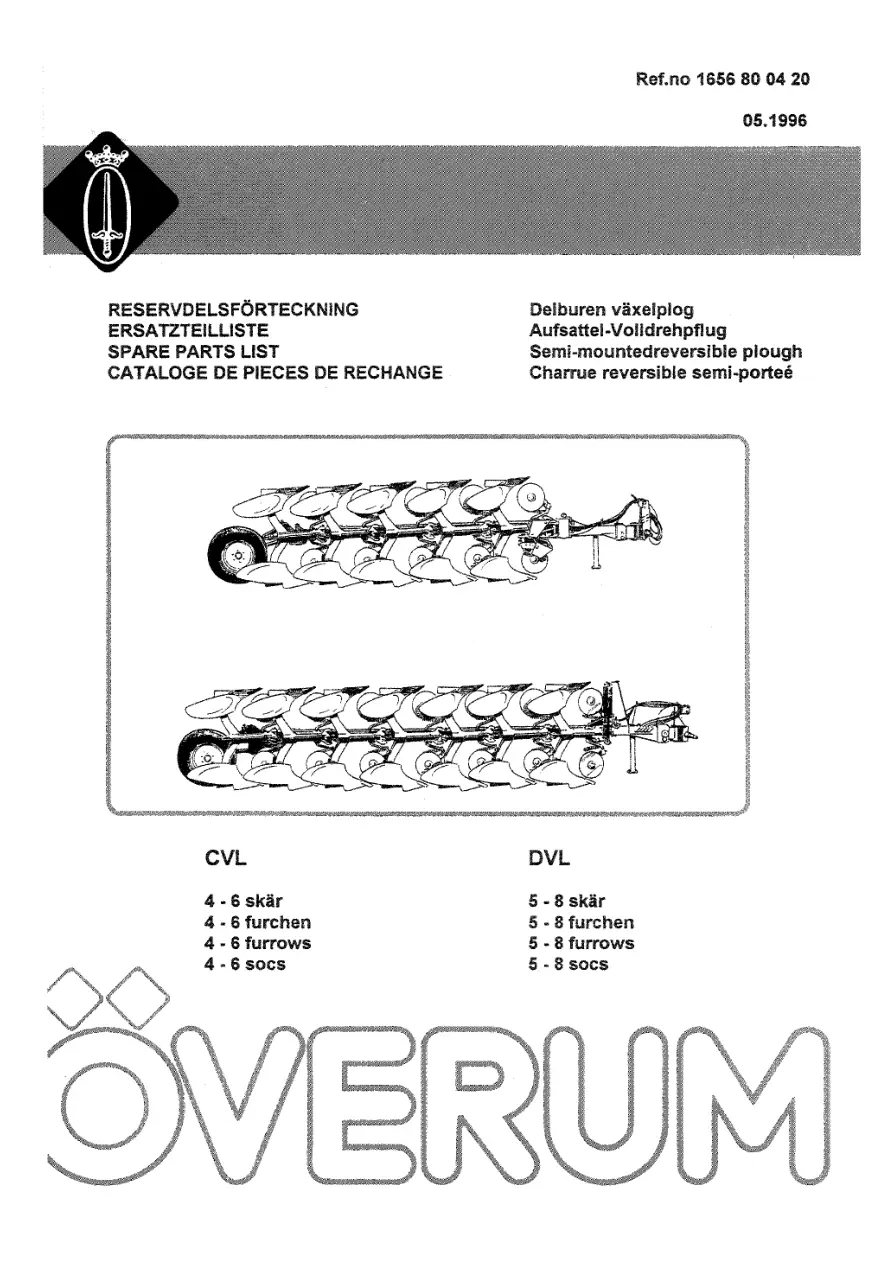Overum Cvl Dvl 1996 Parts Manual