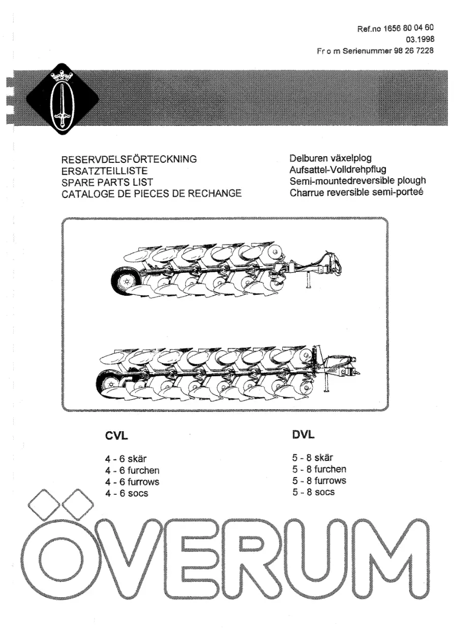 Overum Cvl Dvl 1998 Parts Manual