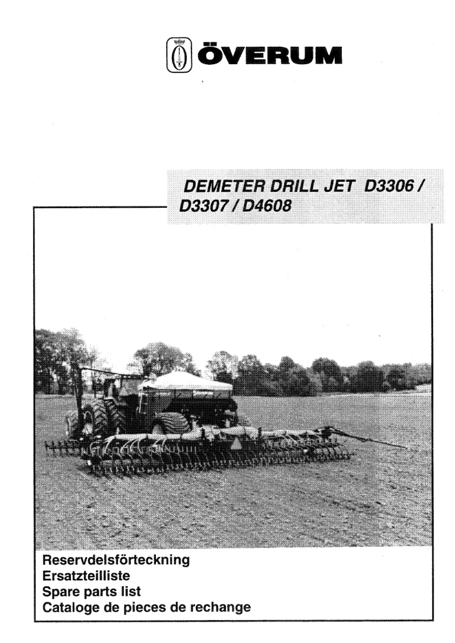 Overum Demeter Drilljet D3306 D3307 D4608 Parts Manual