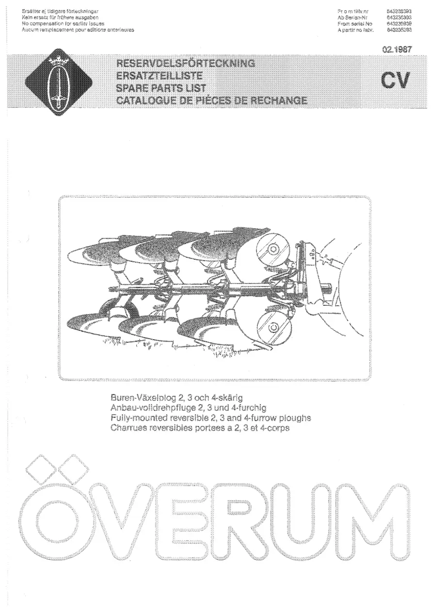 Overum 2 4 Cv 1987 Parts Manual