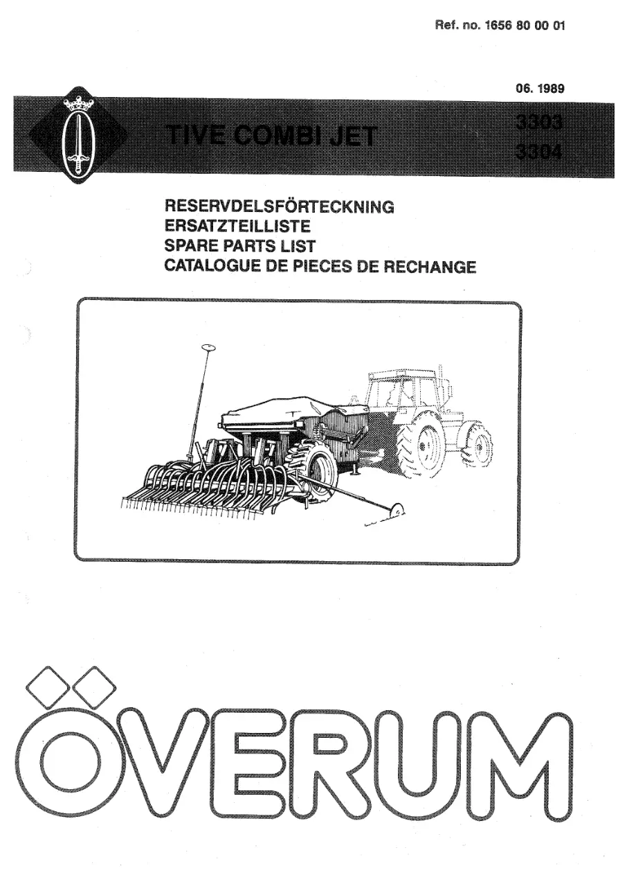 Overum Tive Combijet 3303 3304 1989 Parts Manual