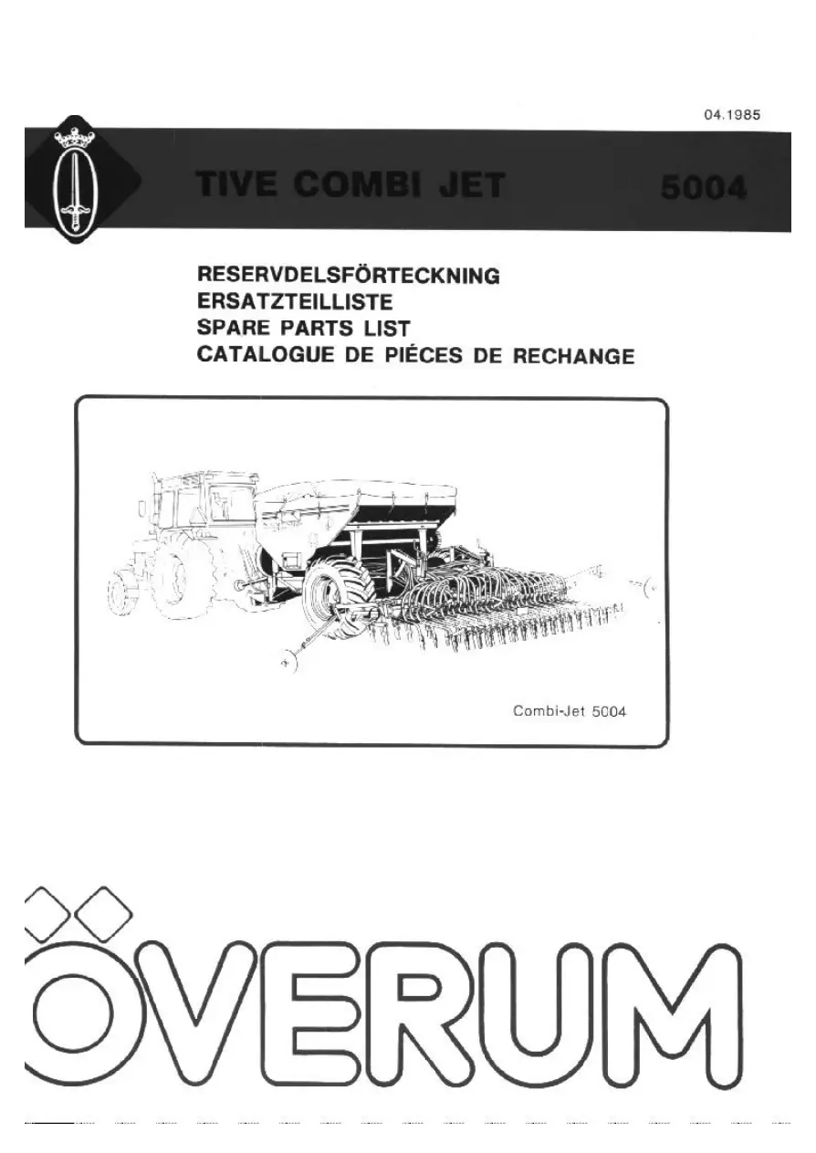 Overum Tive Combijet 5004 1985 Parts Manual