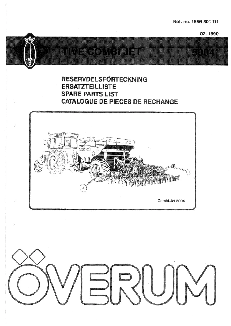 Overum Tive Combijet 5004 1990 Parts Manual