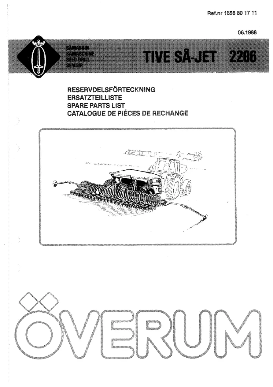 Overum Tive Sajet 2206 1988 Parts Manual
