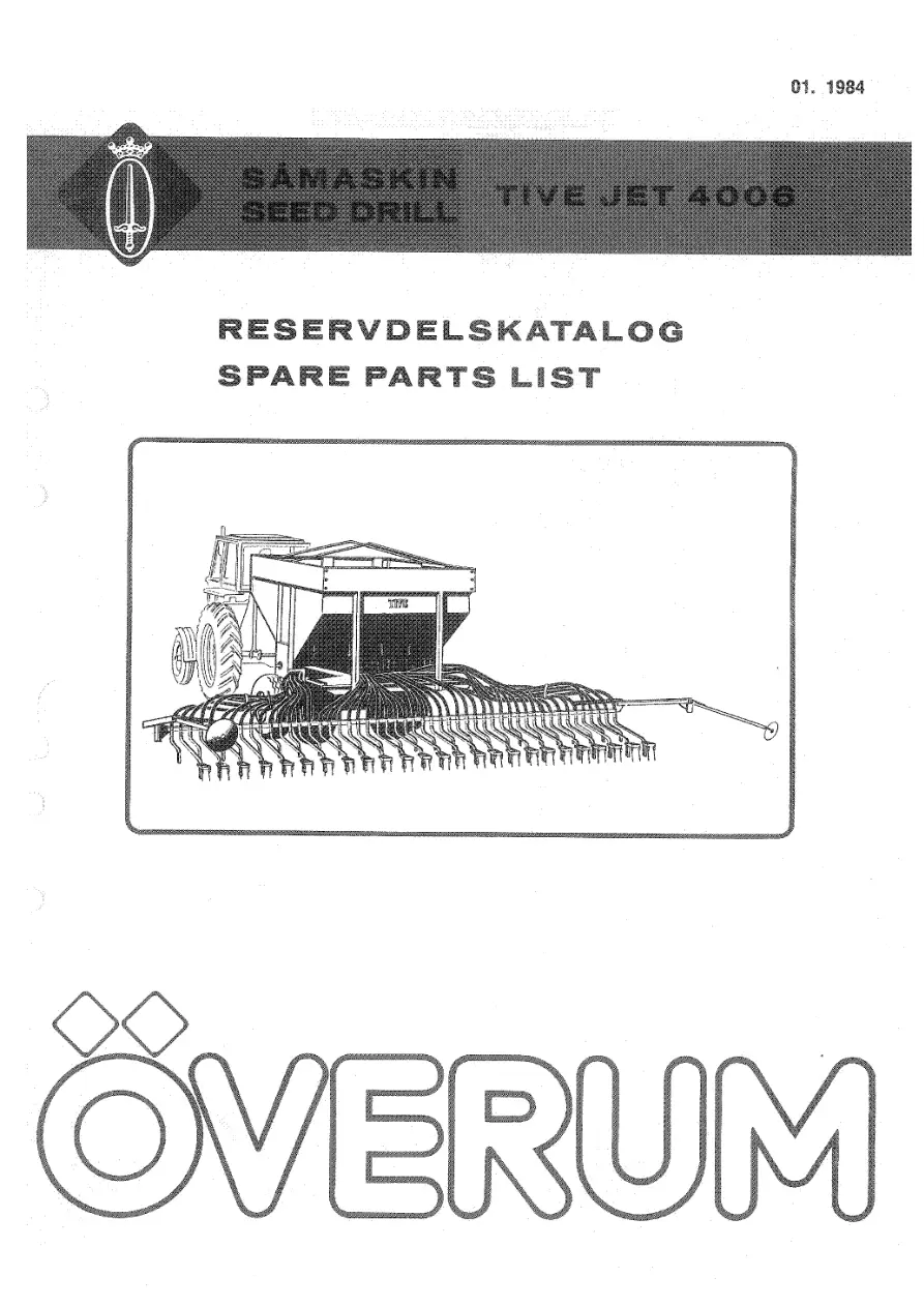 Overum Tivejet 4006 1984 Parts Manual