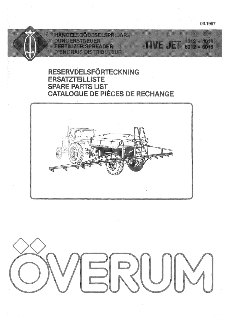 Overum Tivejet 4012 4018 6012 6018 Parts Manual
