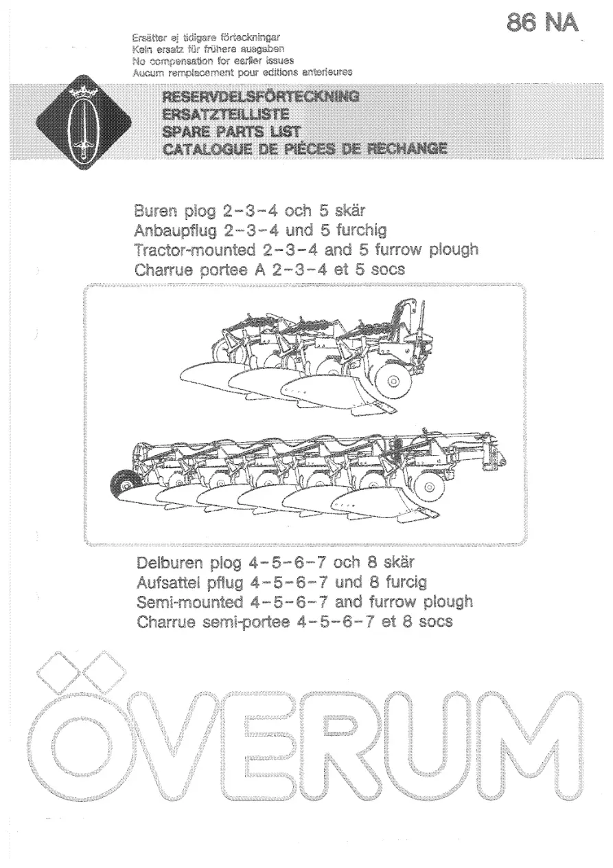 Overum 2 5 Na Bt Ct 1986 Parts Manual