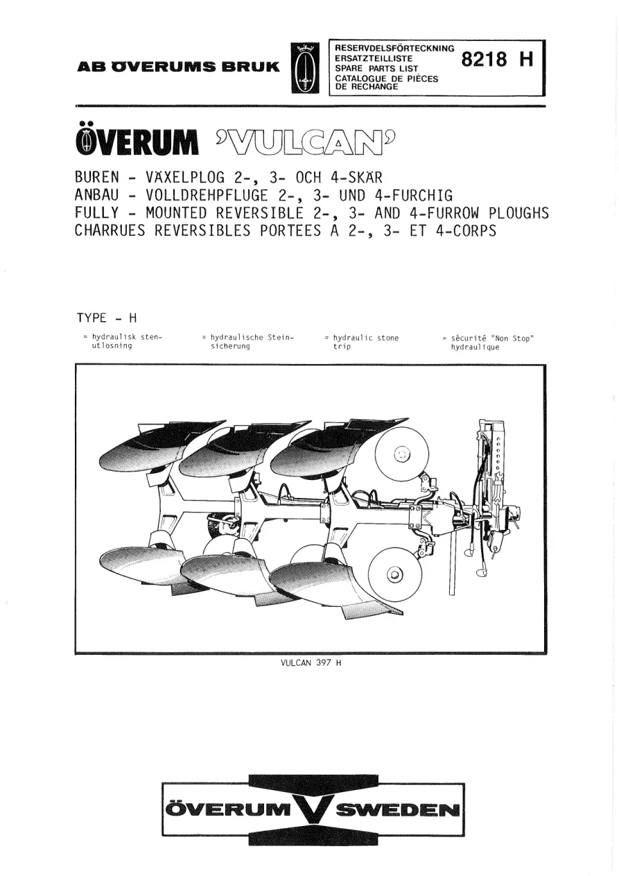 Overum Vulcan 2 4 1982 Parts Manual