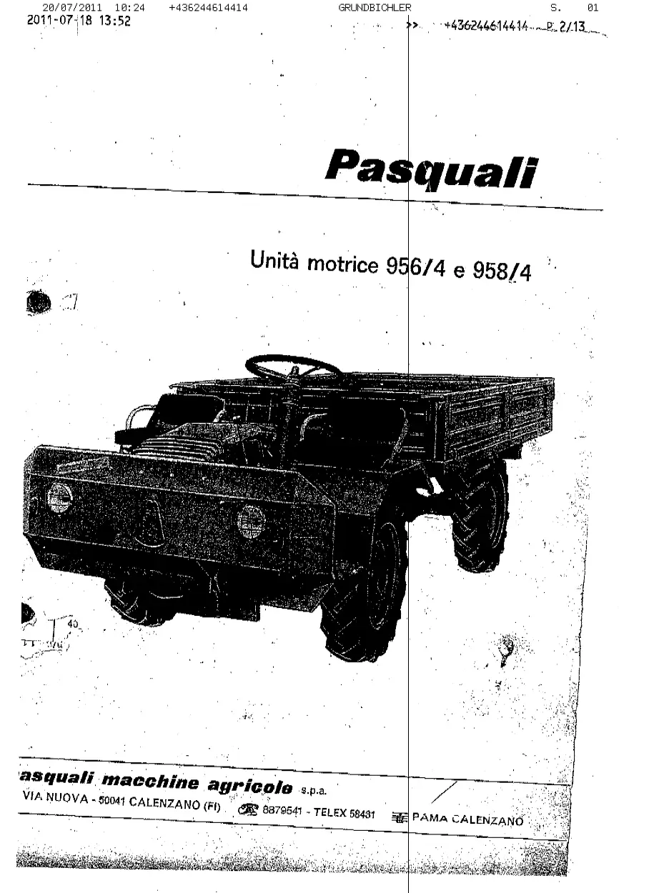 Pasquali 956 958 Parts Manual