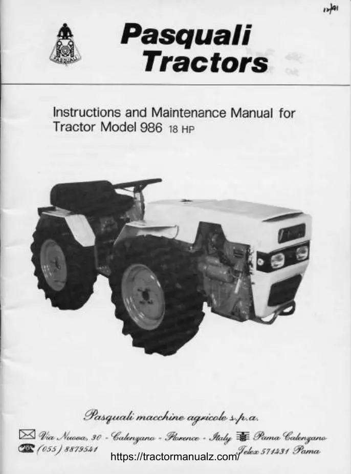 Pasquali 986 Operators Manual