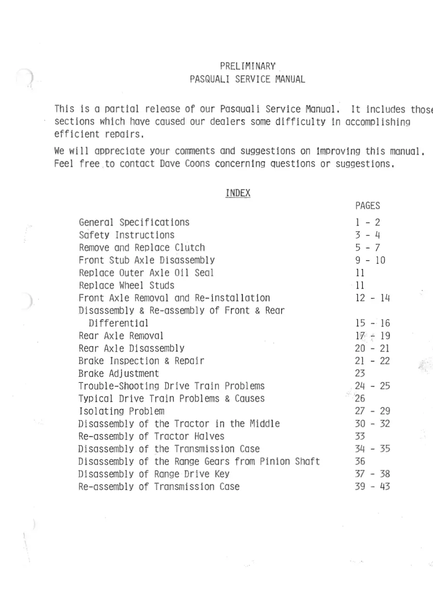 Pasquali Articulated Service Manual