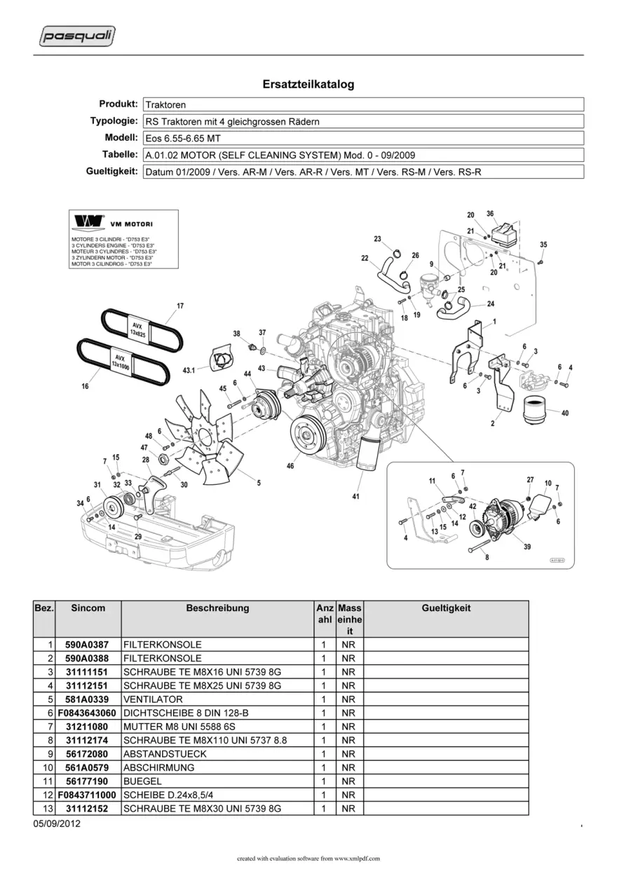 Pasquali Eos 6.55 6.65 Parts Manual