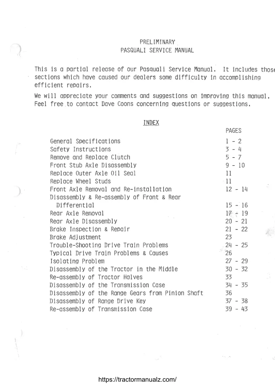 Pasquali General Service Manual