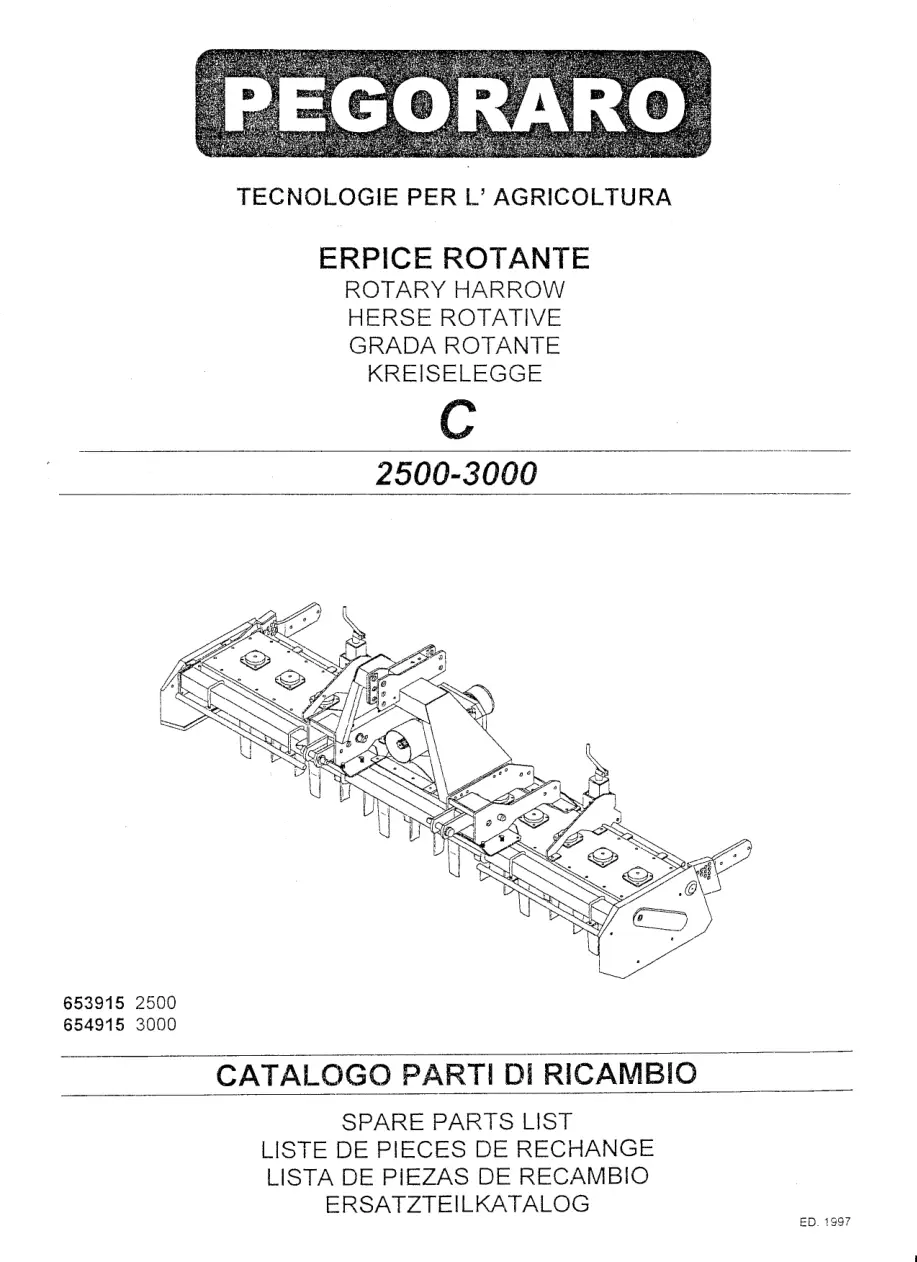 Pegoraro C2500 3000 1997 Parts Manual
