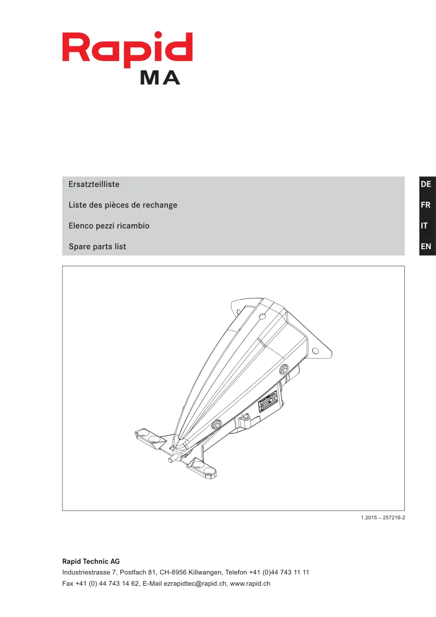 Rapid Technic Ma 2015 Cutterbar Head 2015 Parts Manual