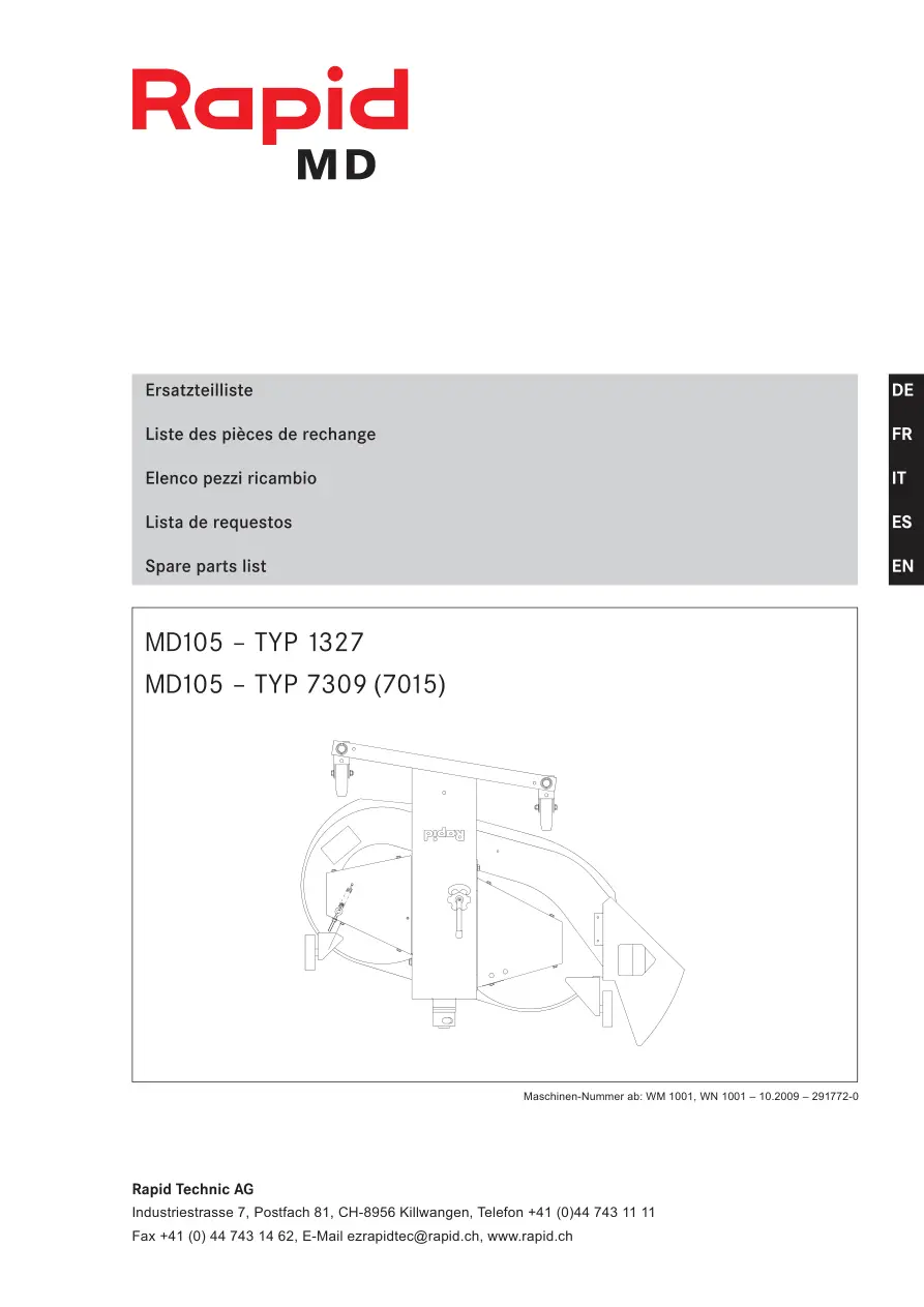 Rapid Technic Md105 1327 7309 7015 Parts Manual