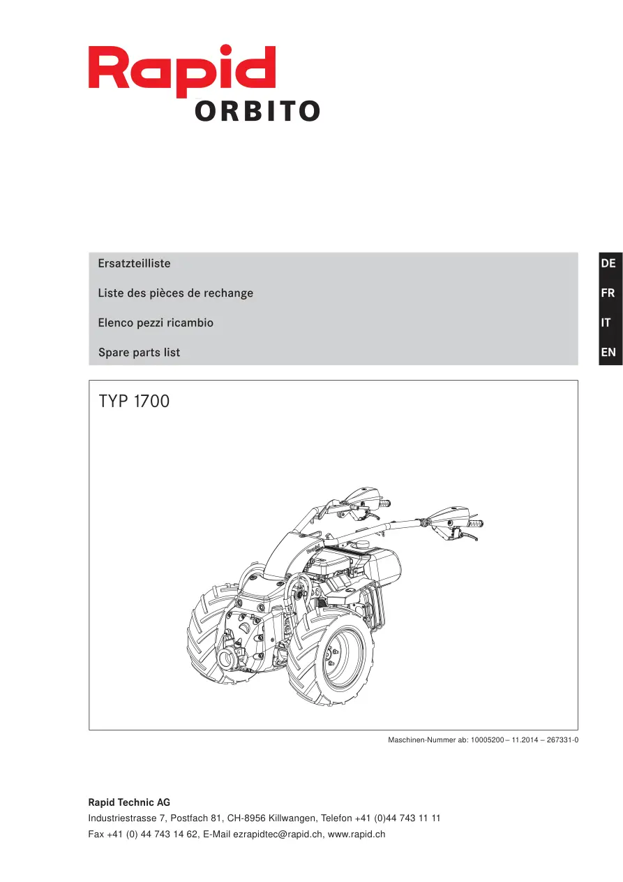 Rapid Technic Orbiuto 1700 Parts Manual