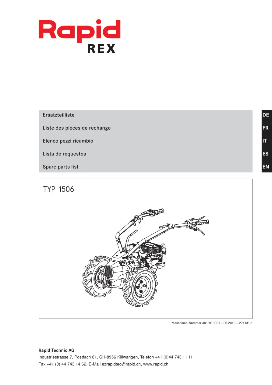 Rapid Technic Rex 1506 Parts Manual