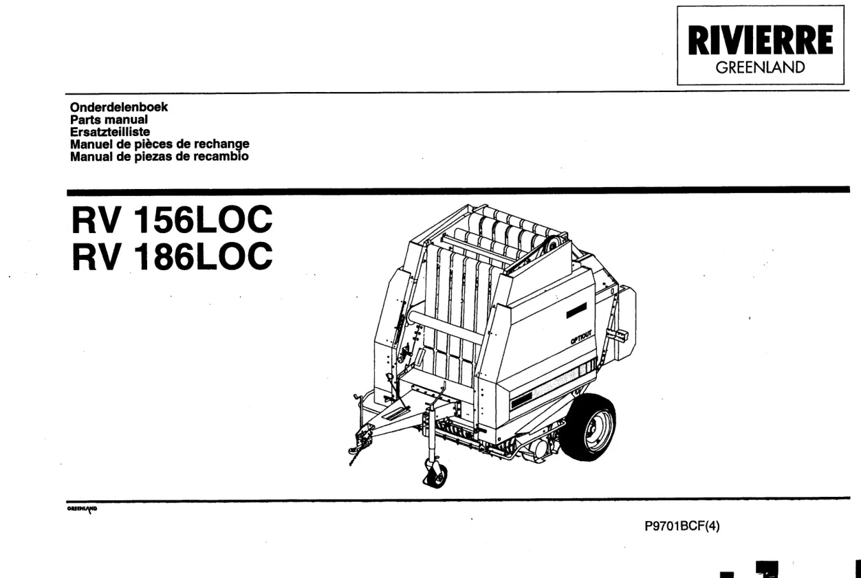 Rivierre Casalis Rivierre Greenland Rv156Loc Rv186Loc 1979 Parts Manual