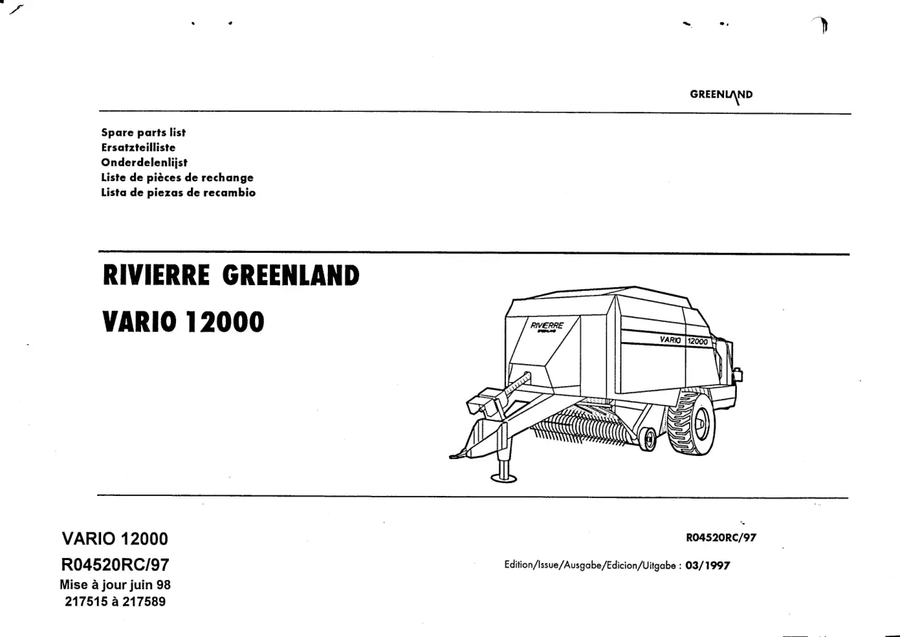 Rivierre Casalis Rivierre Greenland Vario 120000 1997 Parts Manual