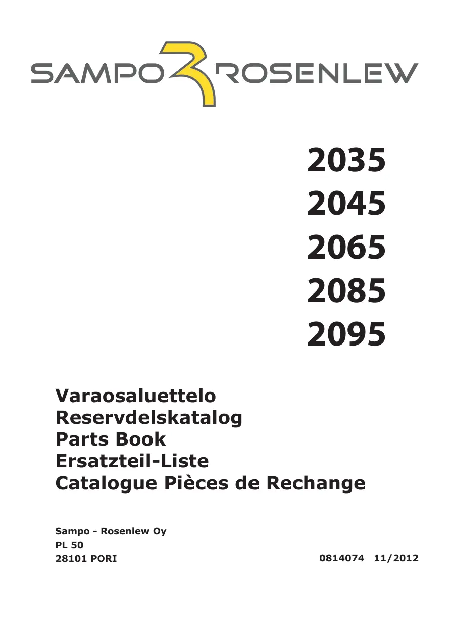 Sampo Rosenlew 2035 2045 2065 2085 2095 2012 Parts Manual