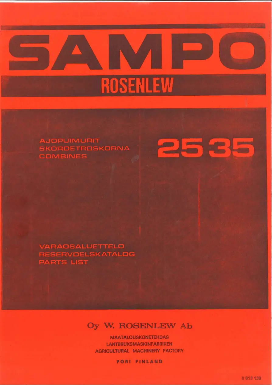 Sampo Rosenlew 25 35 Parts Manual