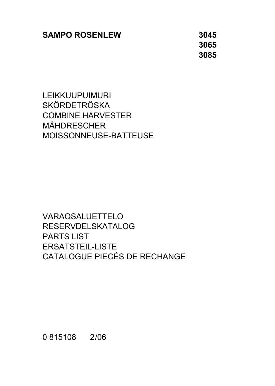 Sampo Rosenlew 3045 3065 3085 Parts Manual