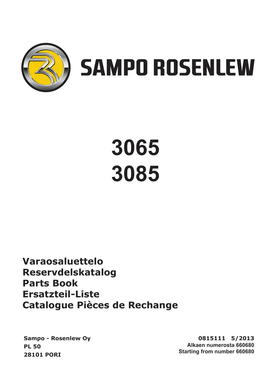 Sampo Rosenlew 3065 3085 2013 Parts Manual