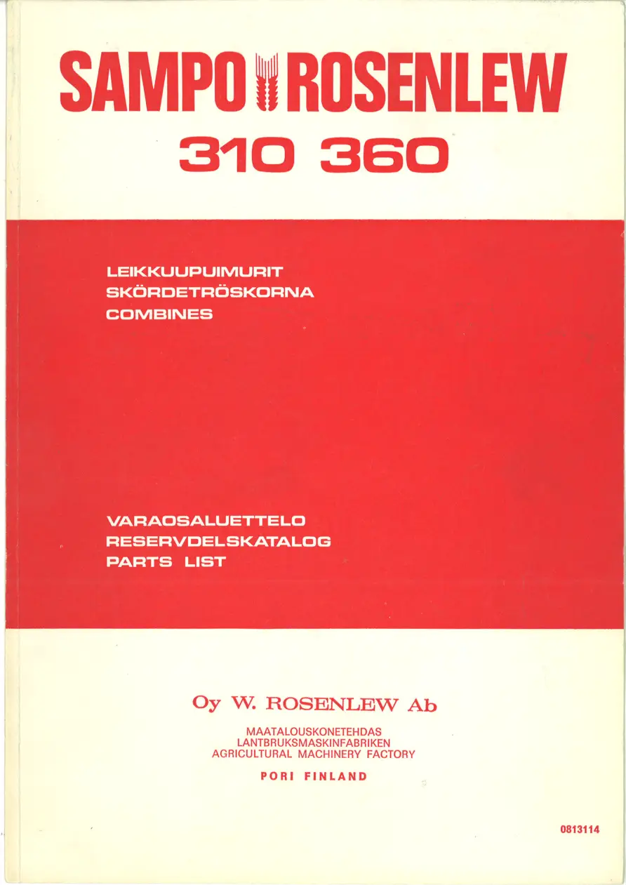 Sampo Rosenlew 310 360 Parts Manual