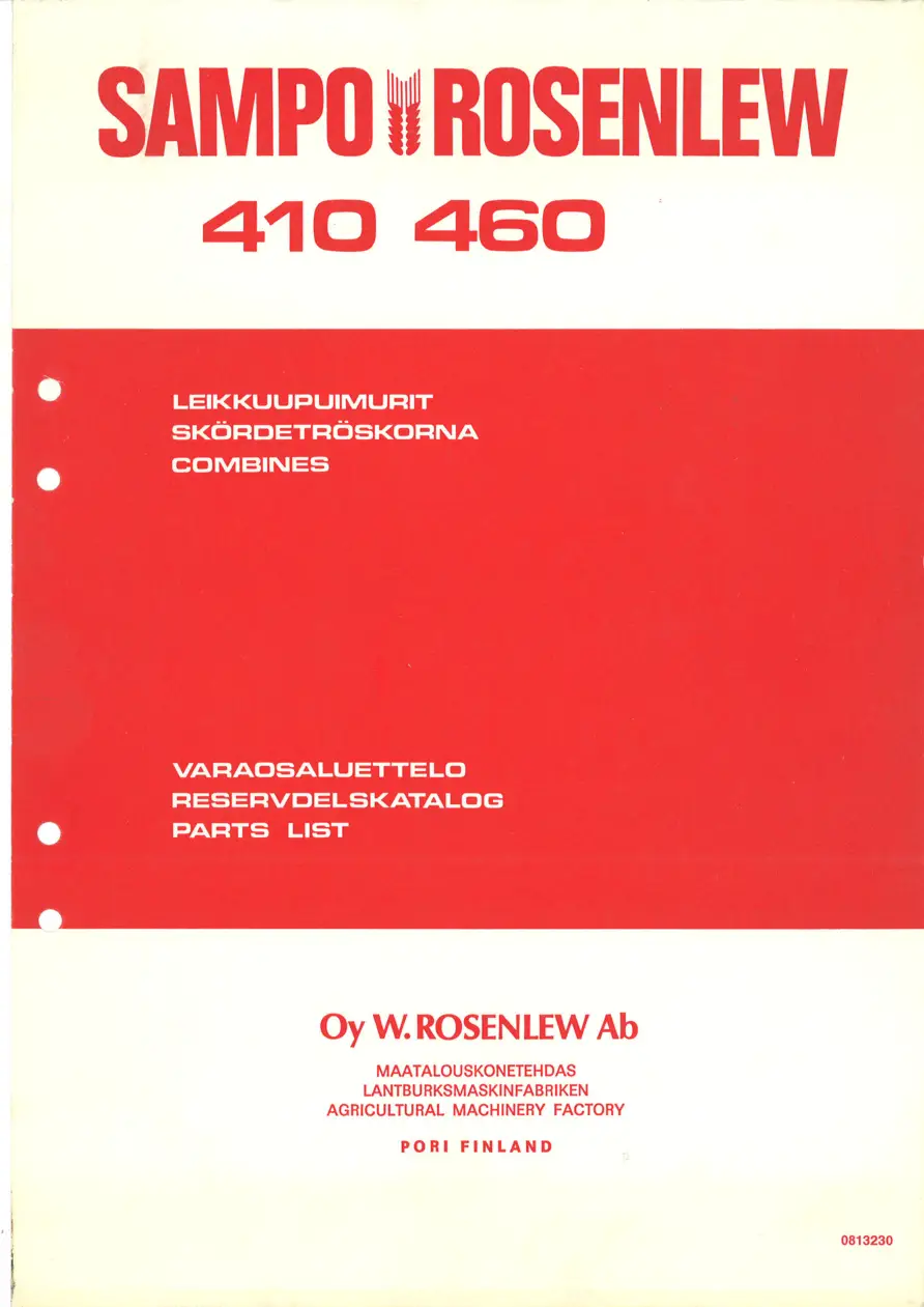 Sampo Rosenlew 410 460 Parts Manual