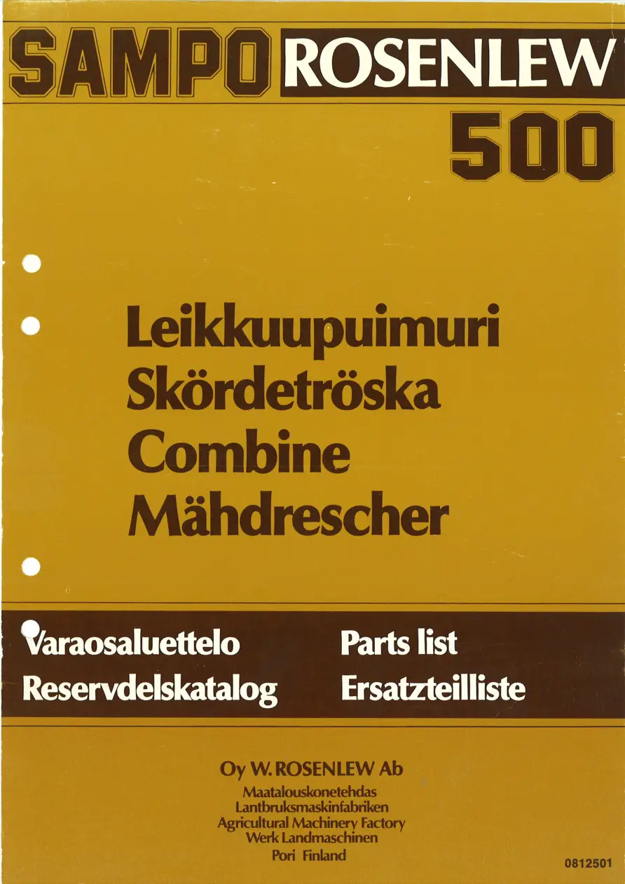 Sampo Rosenlew 500 Parts Manual